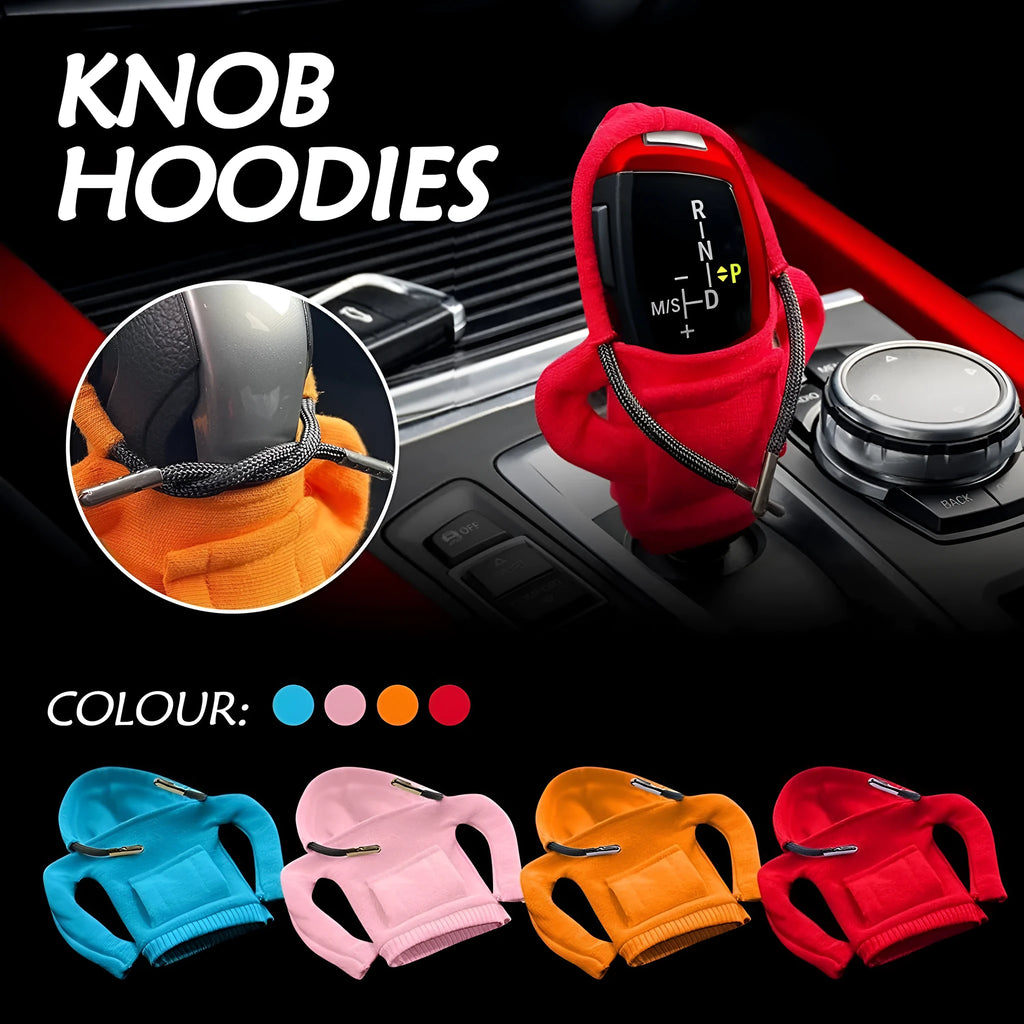 Blue cloth gear shift knob cover measuring 13 by 8 centimetres for car gear lever