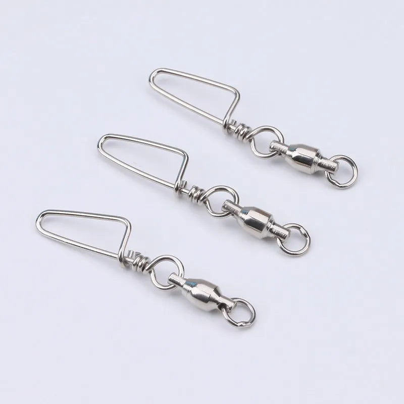 Fishing 8-shaped ring connector bearing swivel in copper, size 0 to 10, black and silver white colours