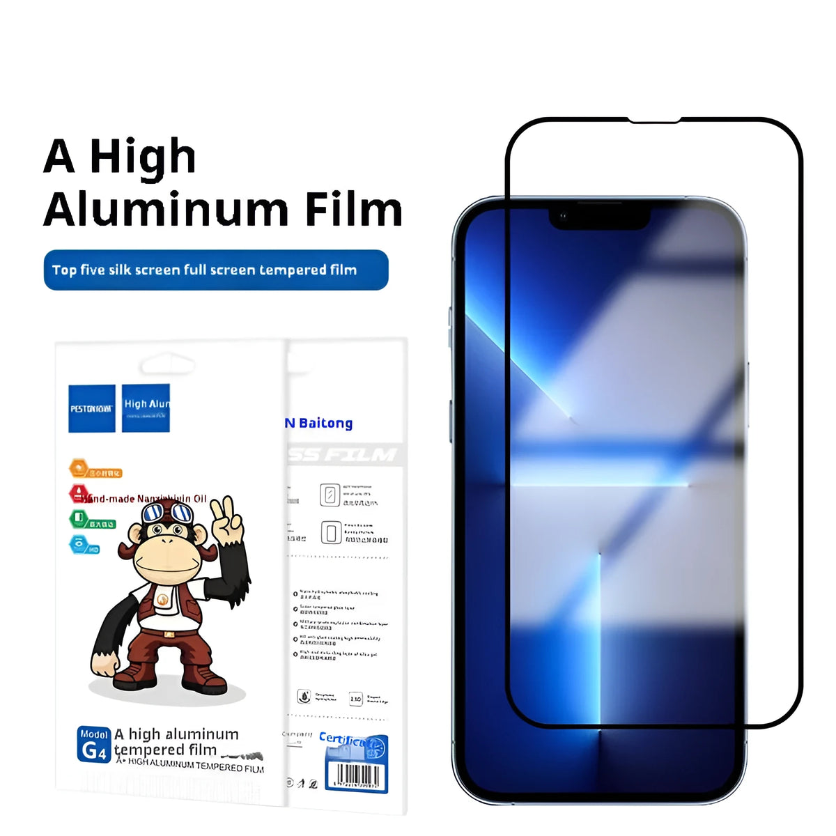 Full screen tempered glass iPhone protector in black or white with HD anti-fingerprint surface
