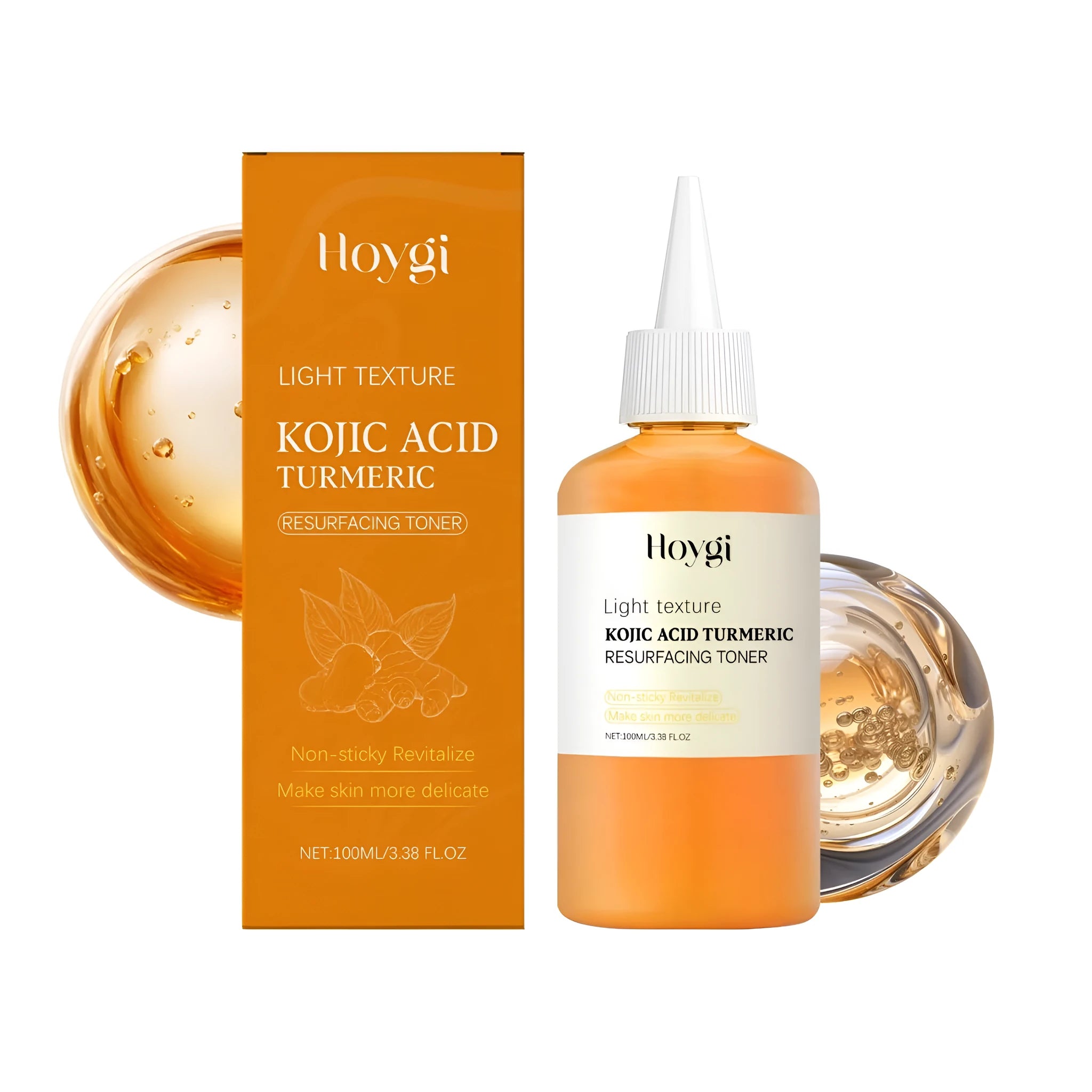 100ml bottle of turmeric facial toner and moisturiser with kojic acid and nicotinamide.