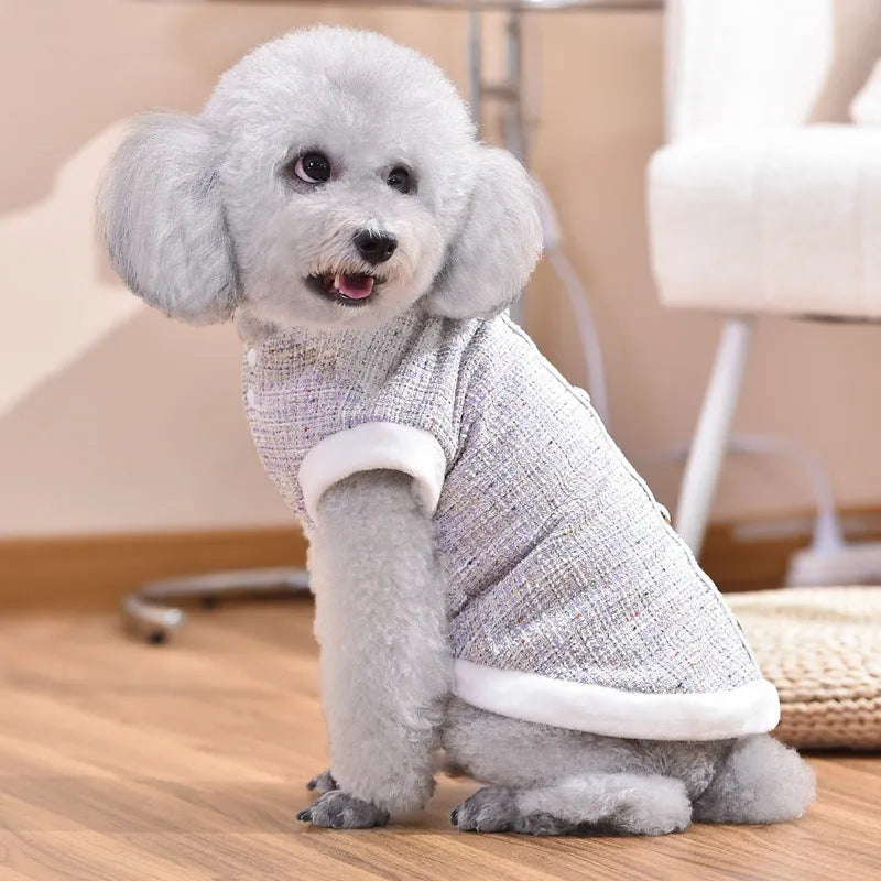 Black PU sausage jacket for cats shown on small feline model