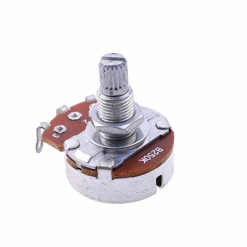 A single metal potentiometer knob for electric guitar tone and volume controls