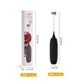 Electric hand-held milk frother blender in black and white colour options on a kitchen counter.