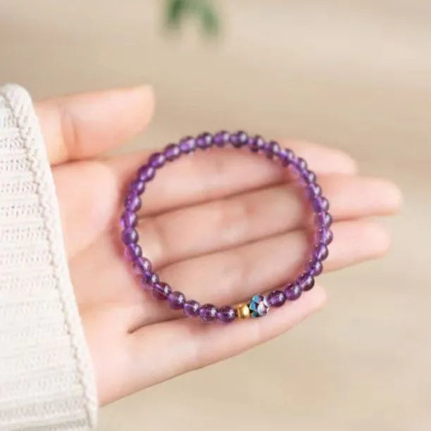 Nine purple lotus bracelet women's retro Chinese style mixed material jewellery
