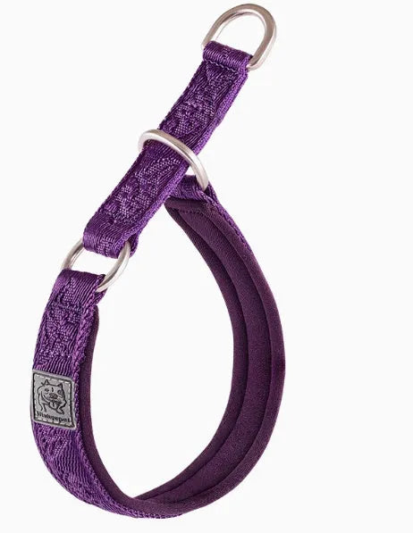 Dog P chain walking collar in nylon webbing with aluminium alloy hardware, available in multiple sizes and colours