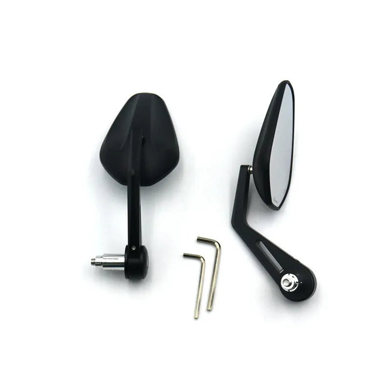 Pair of aluminium alloy motorcycle handle mirrors with retro head design in black electroplating finish