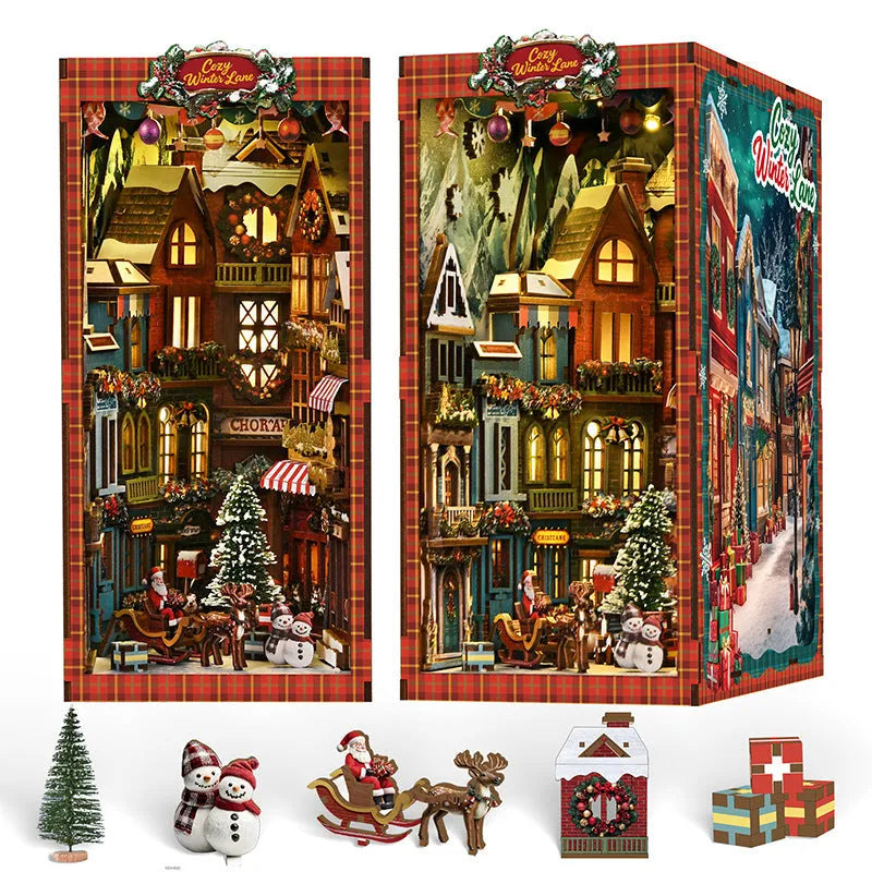 Wooden 3D bookend model assembly toy in cabin style for children aged 7 to 14