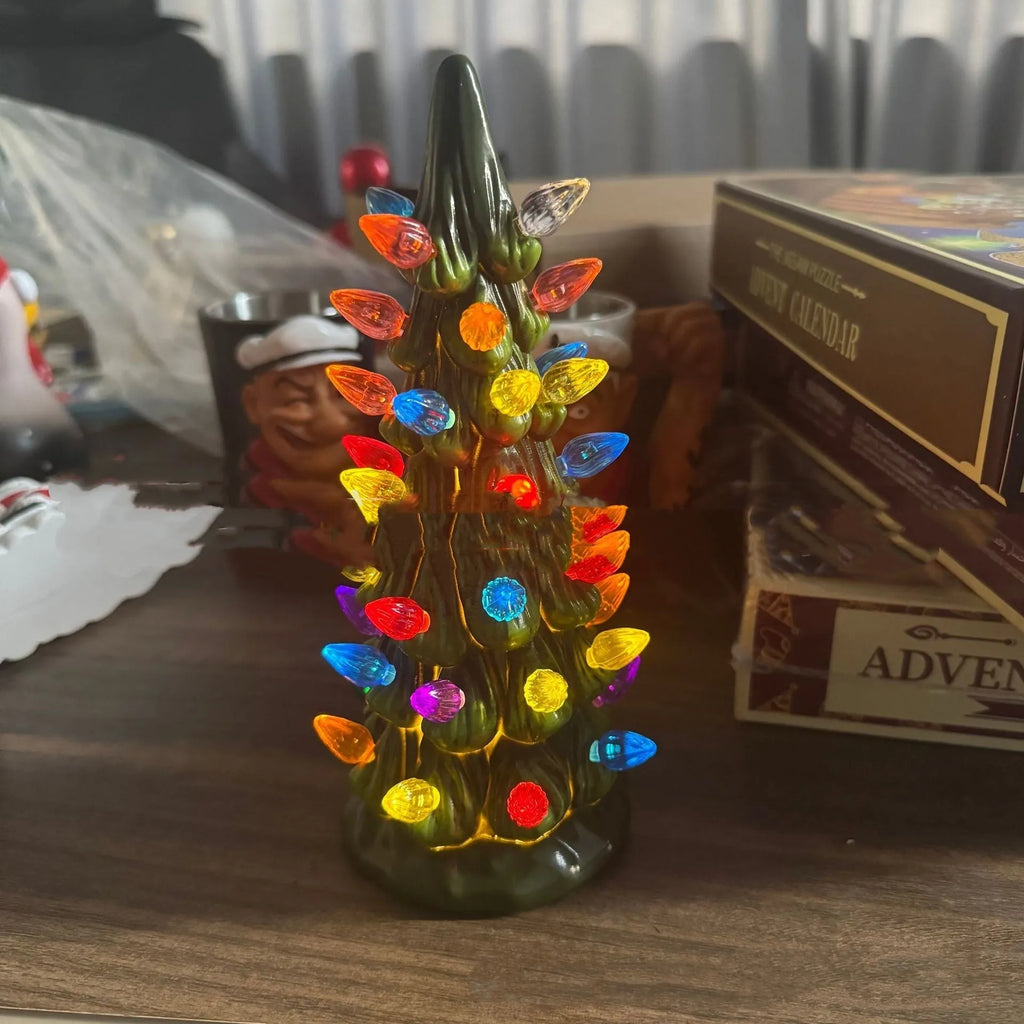 Resin Christmas tree ornament decoration with European design in coloured or warm lighting