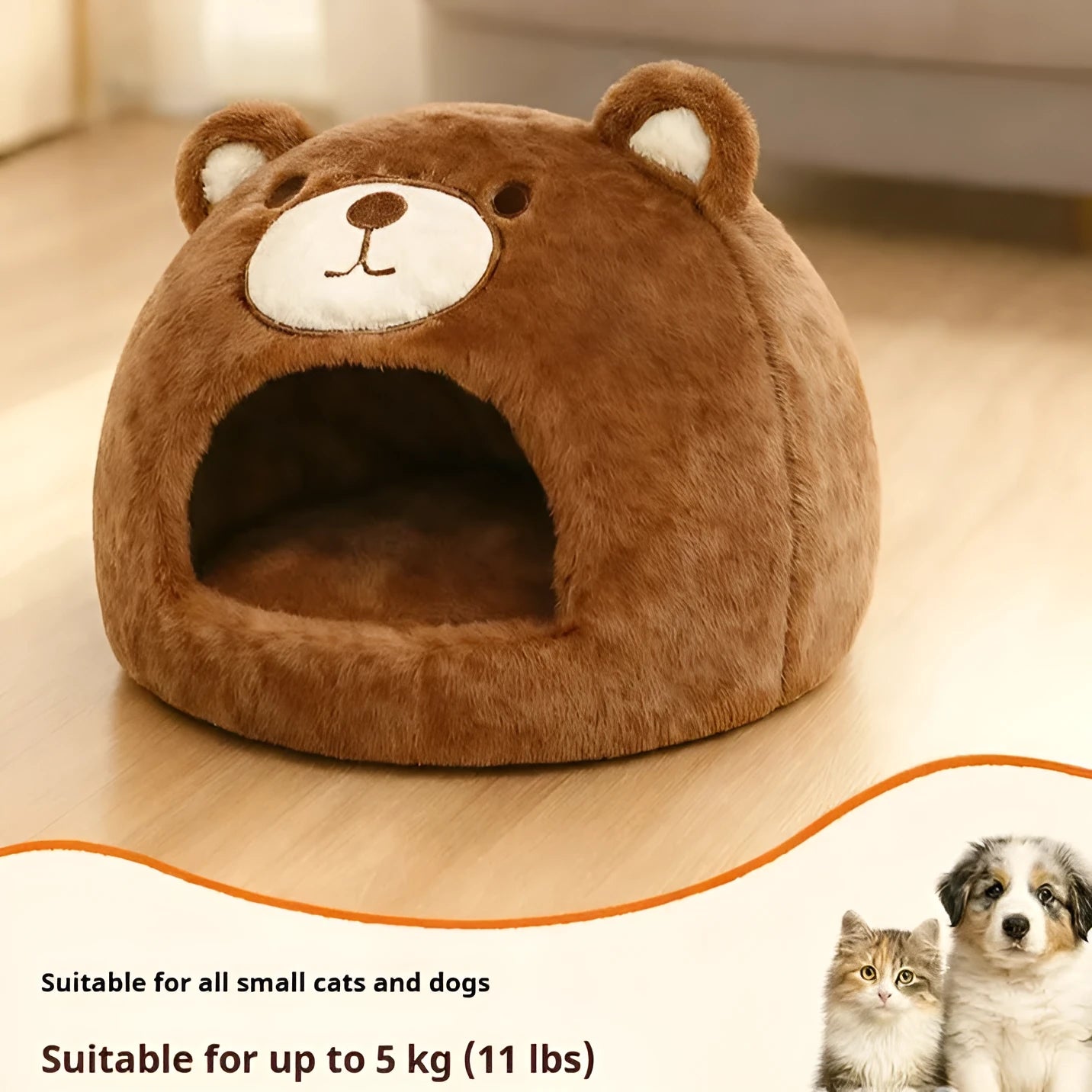 Closed white faced bear cat nest 42 by 42 by 33 cm cloth construction