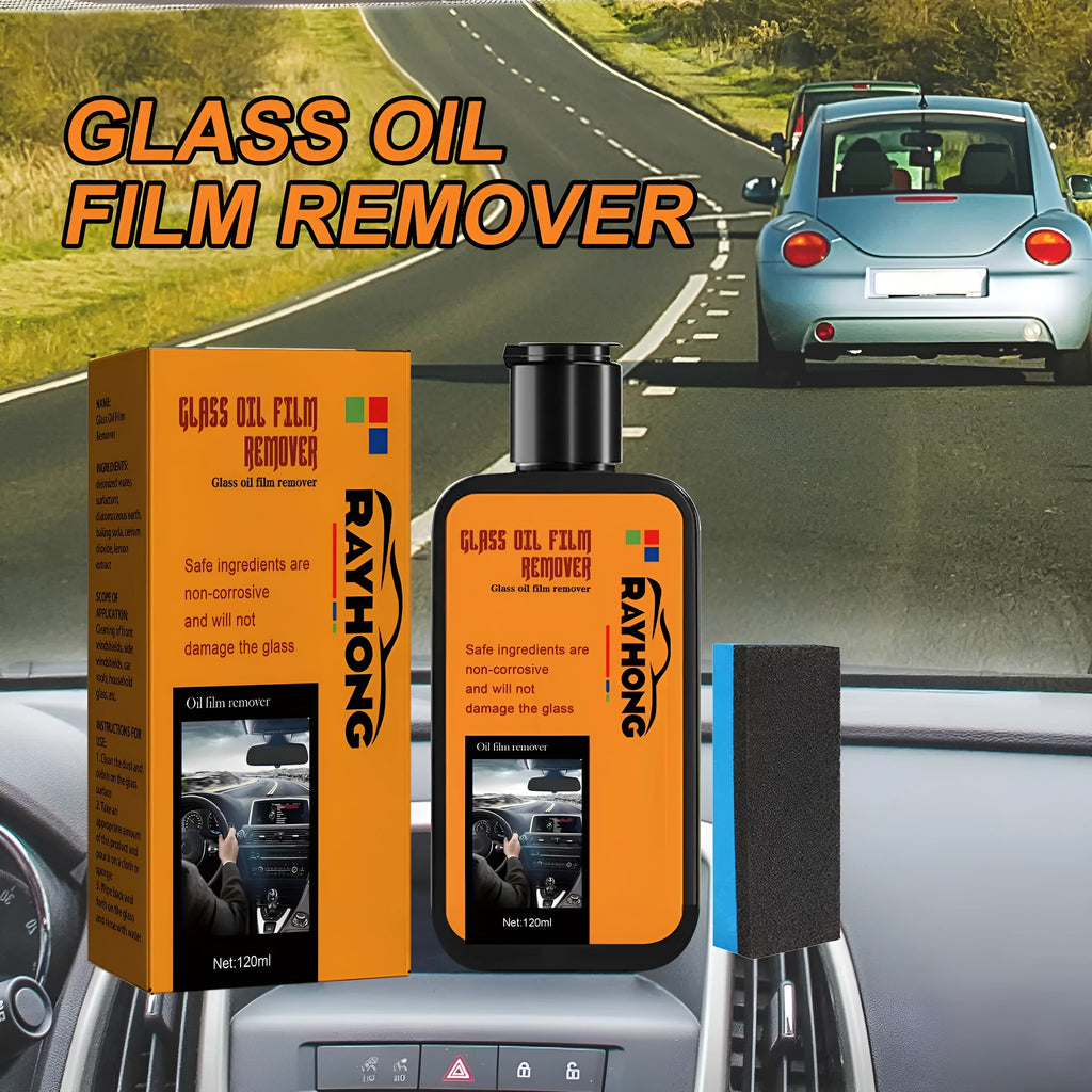 120ml car window glass cleaner bottle with sponge for removing oily films and stains