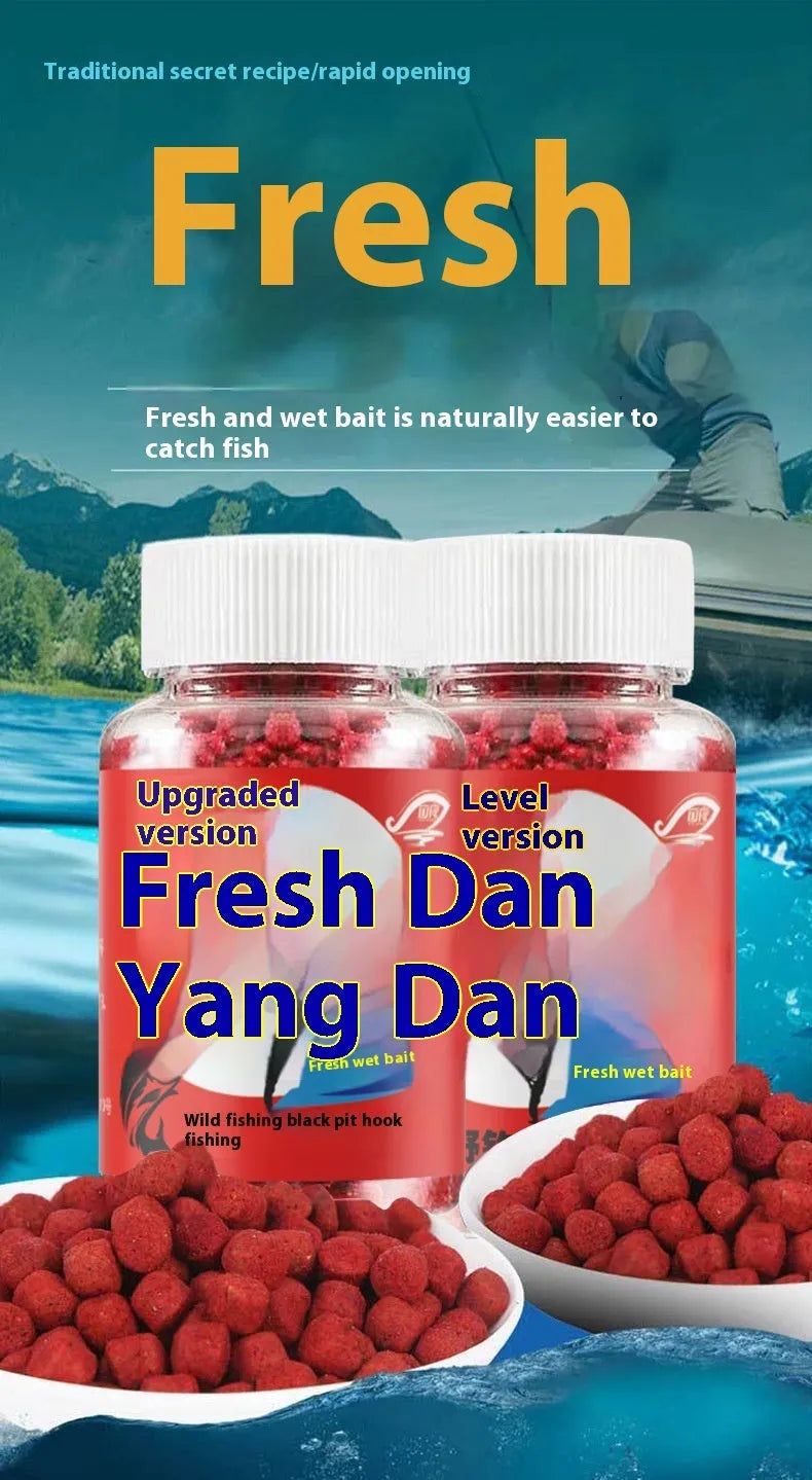 Bottle of grass green lazy particle fishing bait for crucian carp and freshwater fish