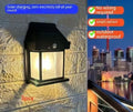 Solar tungsten wall lamp in black or white plastic with IP65 rating for outdoor garden and fence lighting