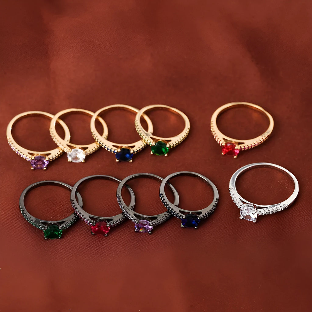 Hexagon geometric copper ring with electroplated metallic finish in gold, silver, or gun black.