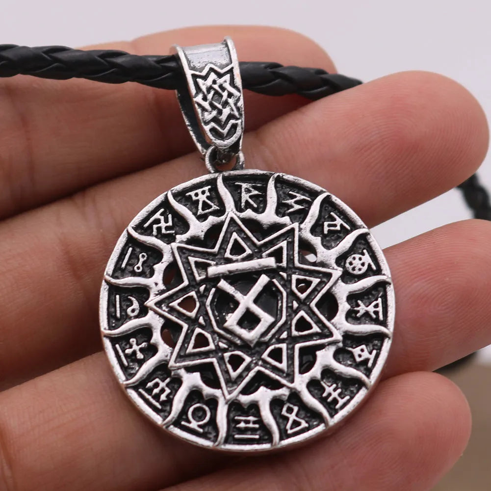 Lunavin ODing logo necklace with alloy pendant on adjustable snake bone chain and leather rope options