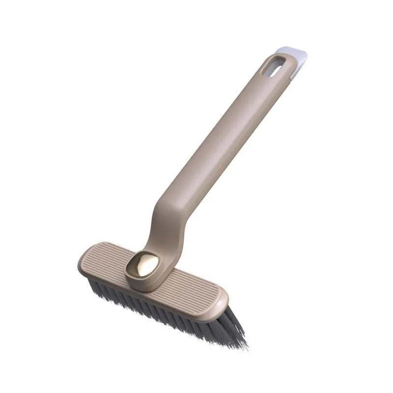 Multi-function rotating crevice cleaning brush with hard bristles and ergonomic handle for tile joints and shower floor gaps