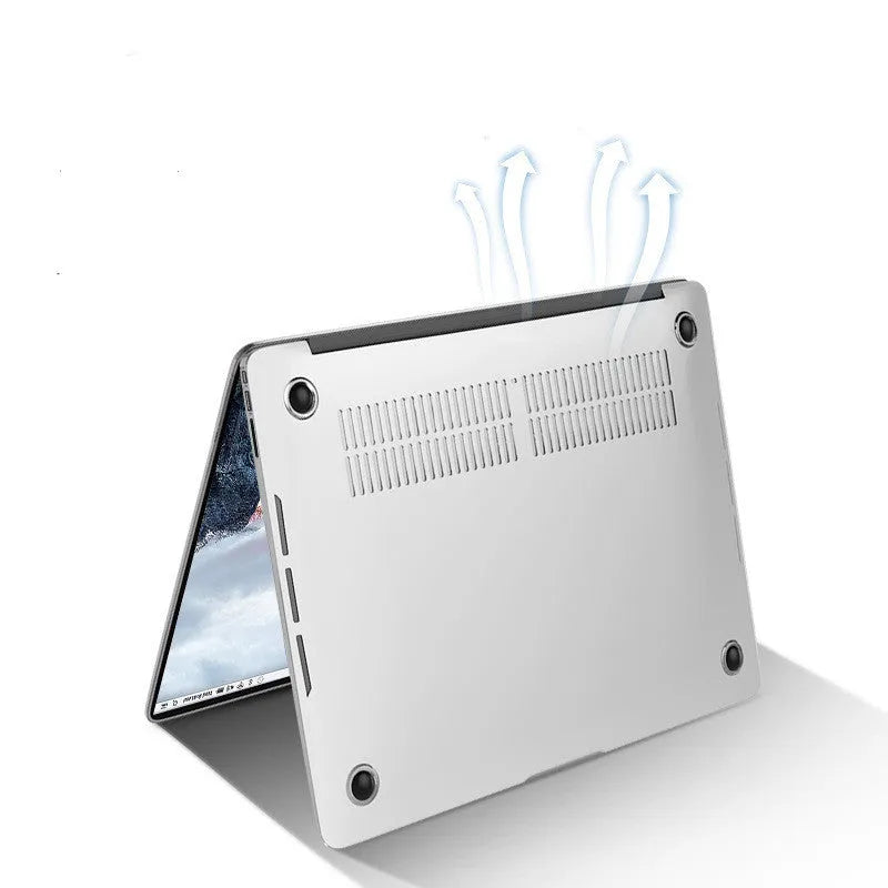 Transparent and black PC hard protective shell case for Apple MacBook Pro 14-inch and 16-inch laptops.