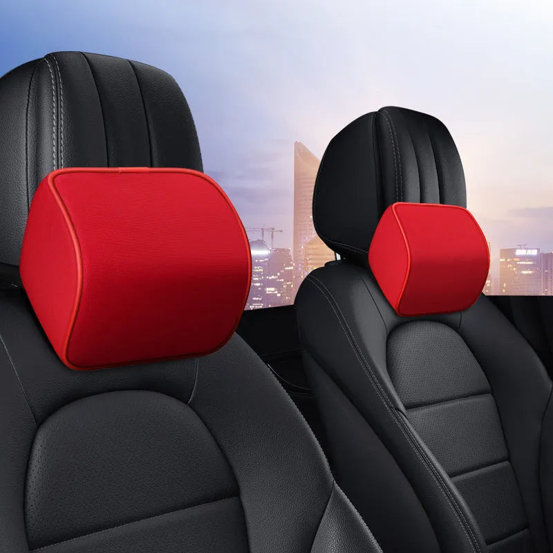 Car headrest with memory foam latex filler in beige colour with cotton cover