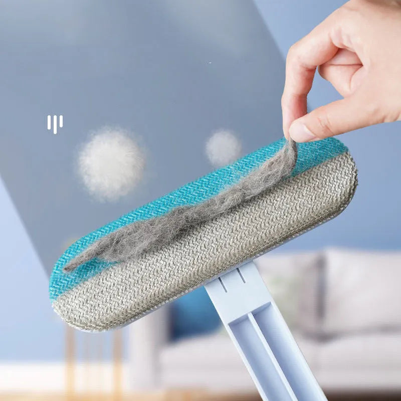 4-in-1 multifunctional pet hair removal and screen cleaning brush with flannel surface