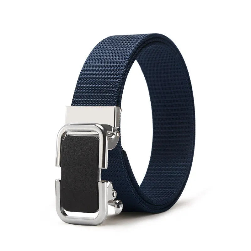 Men's 120cm nylon canvas belt with toothless alloy buckle in multiple colour options