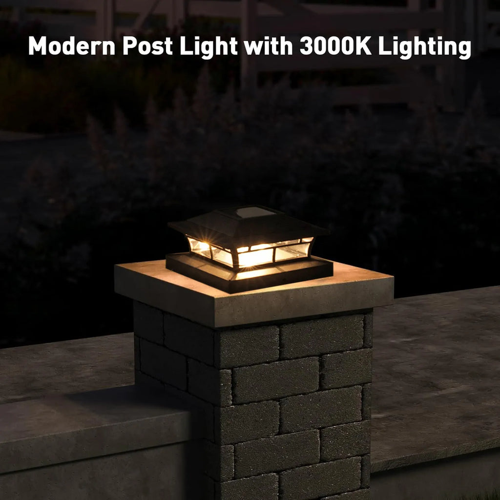 Solar pillar lamp with ABS shell and LED lamp cap for garden handrail and lawn, warm or white light