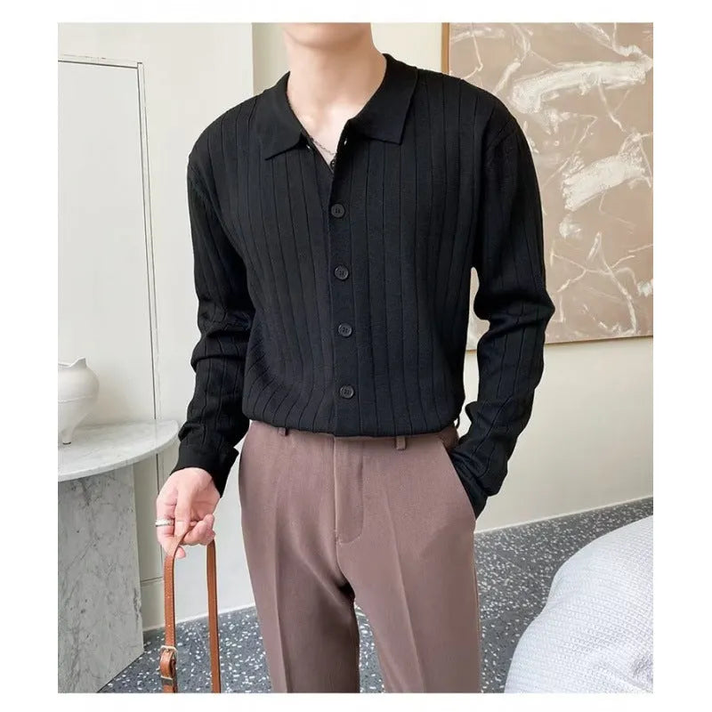 Men's casual loose lapel chenille sweater cardigan in green, cotton blend, sizes M to 3XL