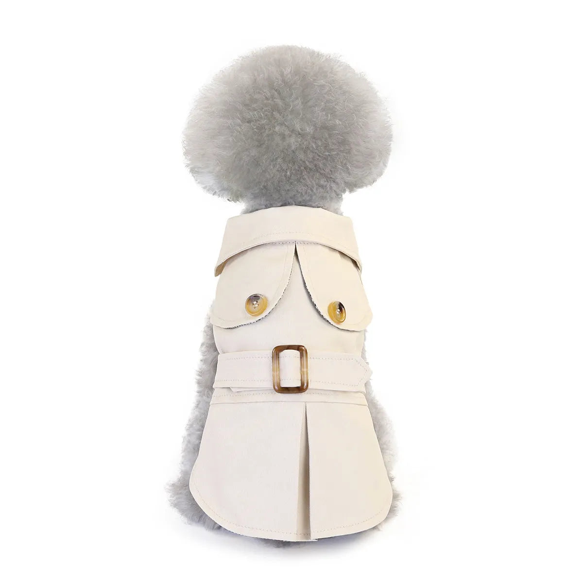Three-colour windbreaker dog coat for small dogs in blue, green, or khaki, sizes S to XXL.