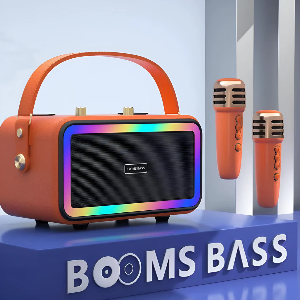 M3201 portable Bluetooth speaker with two microphones in black, dark brown, or orange red colours