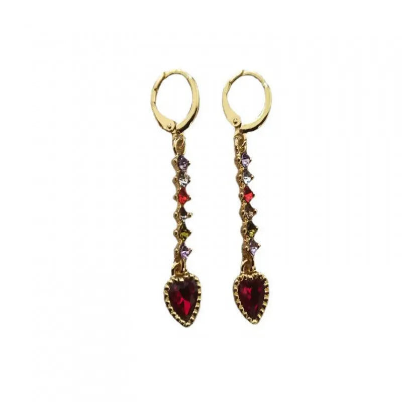 Women's heart-shaped alloy earrings with gold electroplated finish