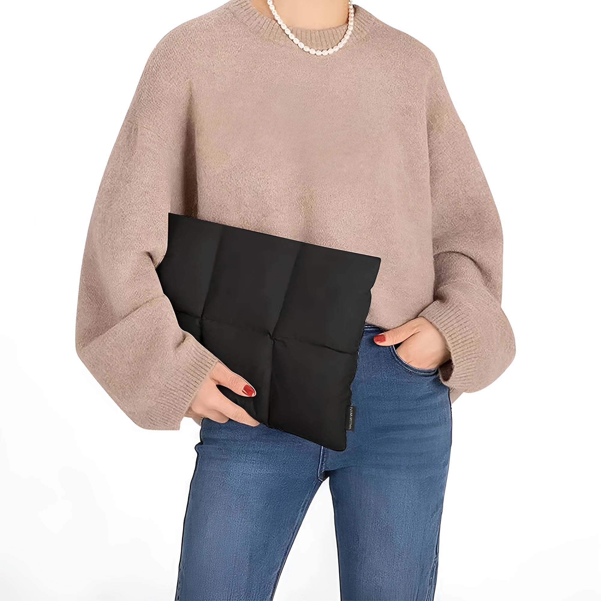 Soft fluffy polyester laptop sleeve in black or khaki colour protecting 13-15.6 inch computer
