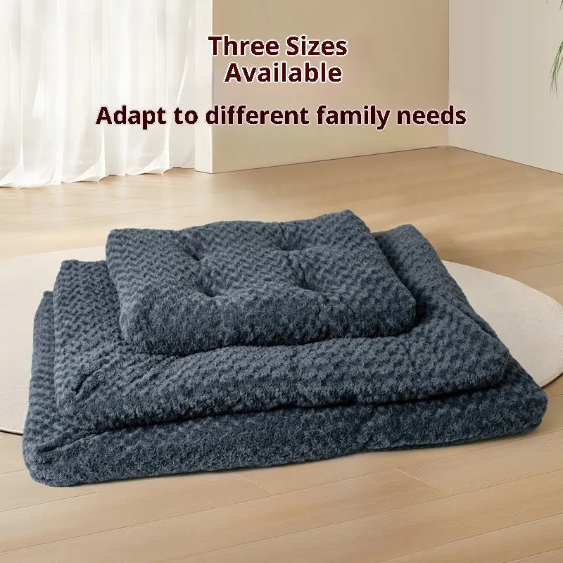 Dark gray embossed velvet thick square pet mat for dogs, size options up to XXXL 120x83x12cm