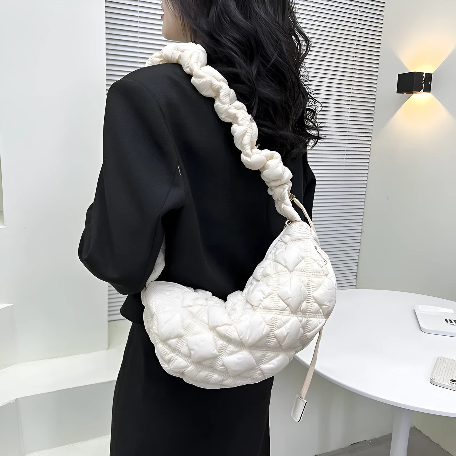 Women's nylon underarm bag with adjustable shoulder strap in solid colour options