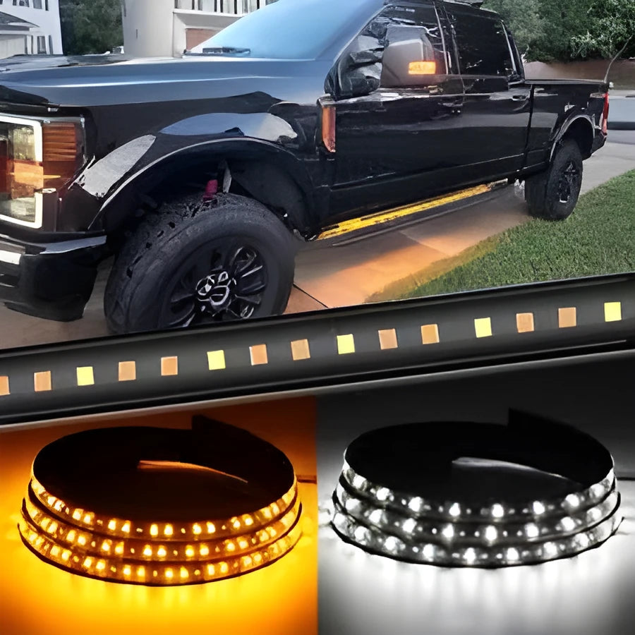Yellow LED pedal streamer light lamp with side steering streamers for bicycles