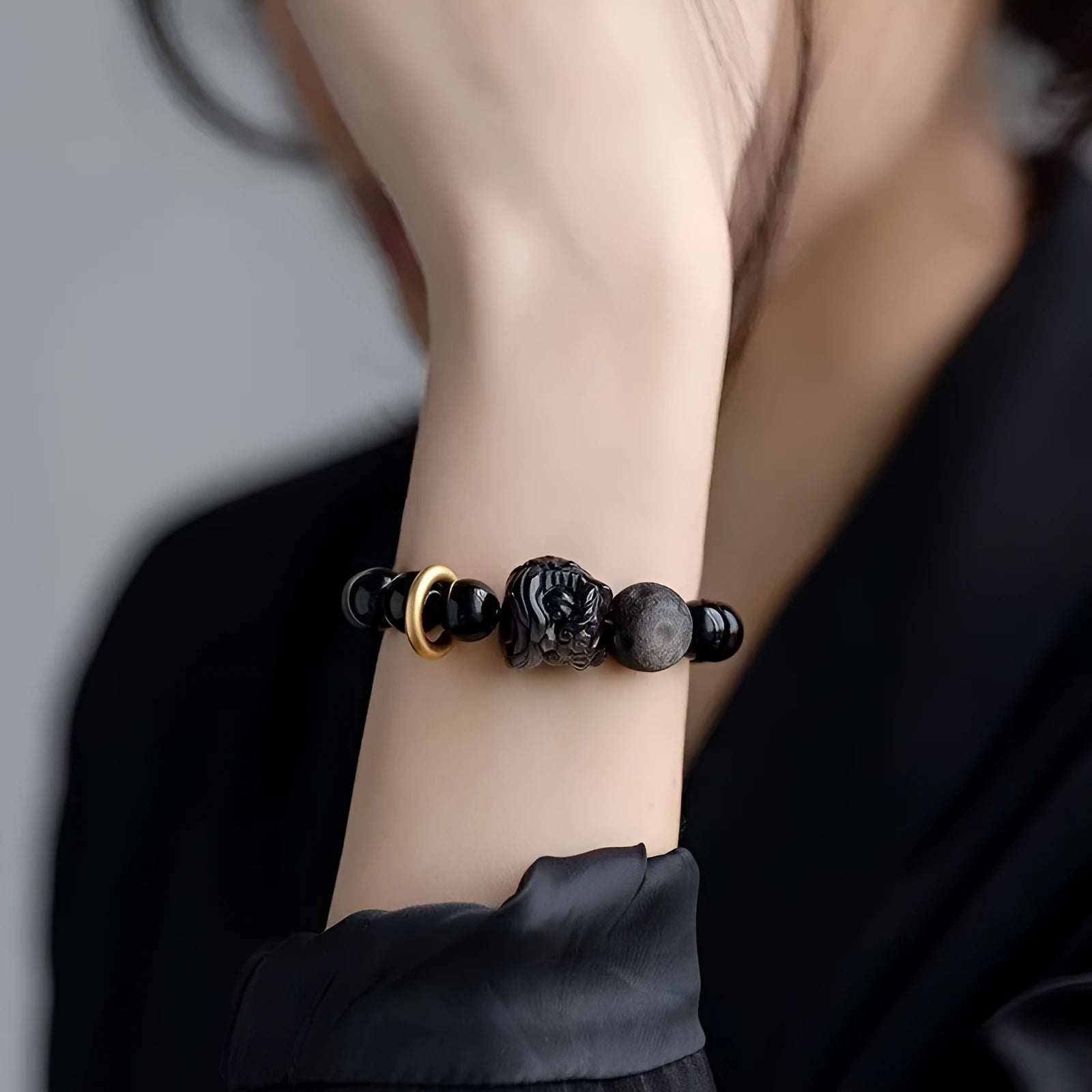 Chinese resin bracelet with S519 pattern design in colour S519 shown on wrist