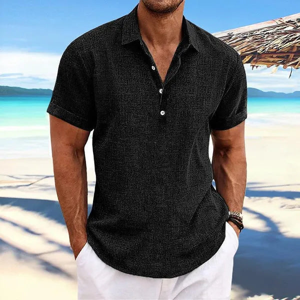 Men's light grey loose fit cotton blend cardigan with lapels and long sleeves