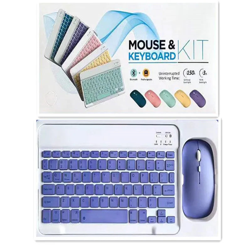 10-inch Bluetooth wireless keyboard and mouse set in selected colour with USB linker and battery