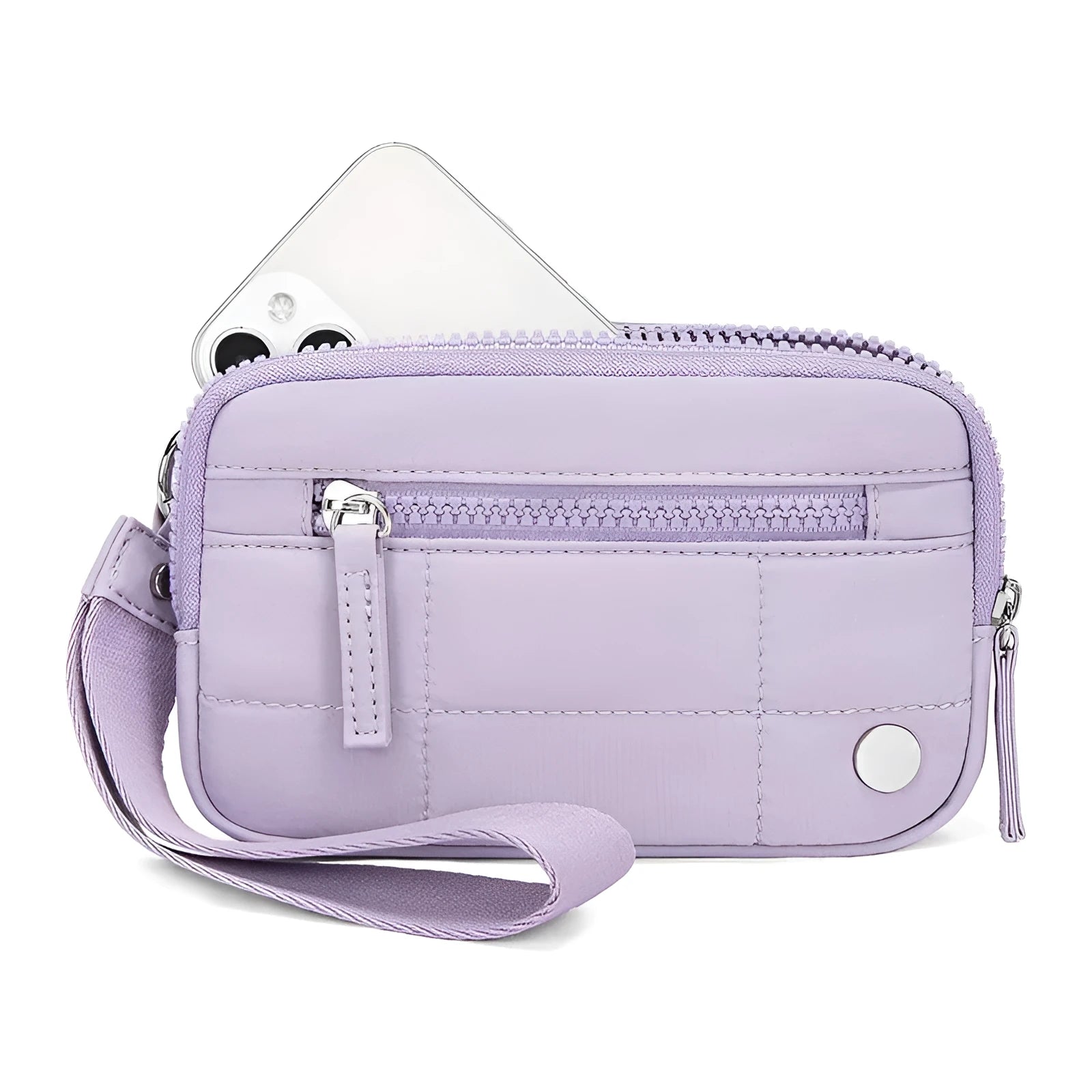 Waterproof quilted women's handbag with transparent deck section in solid colour