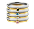 Geometric titanium steel ring with engraved December birthstone design on a white background.