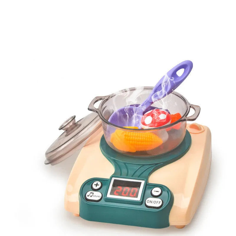 Plastic play house kitchen toy with induction cooker design for infant role play