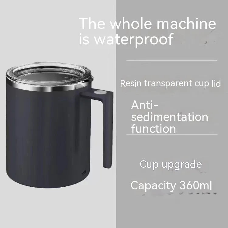 Portable automatic mixing coffee cup with magnetic stirring and stainless steel interior
