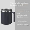 Portable automatic mixing coffee cup with magnetic stirring and stainless steel interior