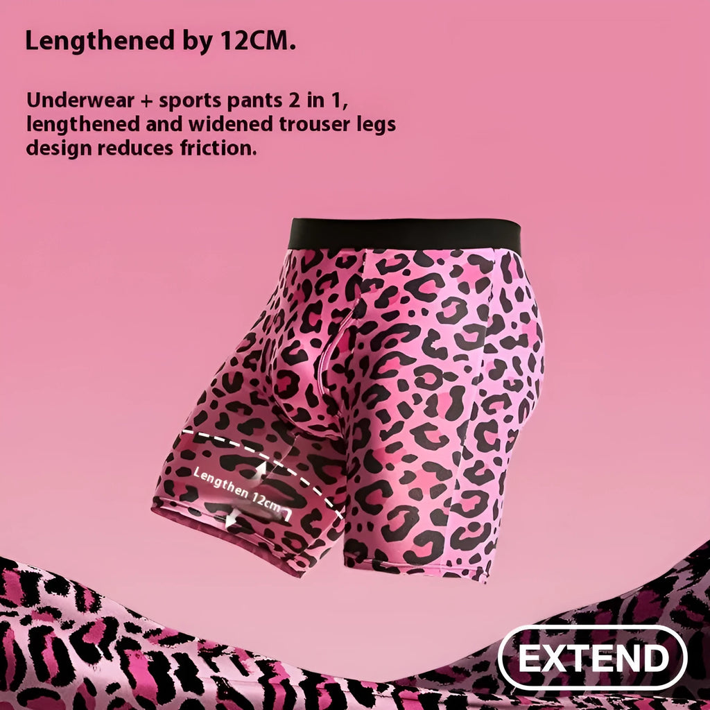Men's wild leopard pattern printed underwear shorts in pink leopard print design with low waist cut