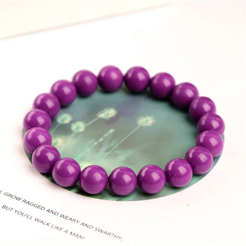 Jiuya polished crystal bracelet with purple mica beads in three size options