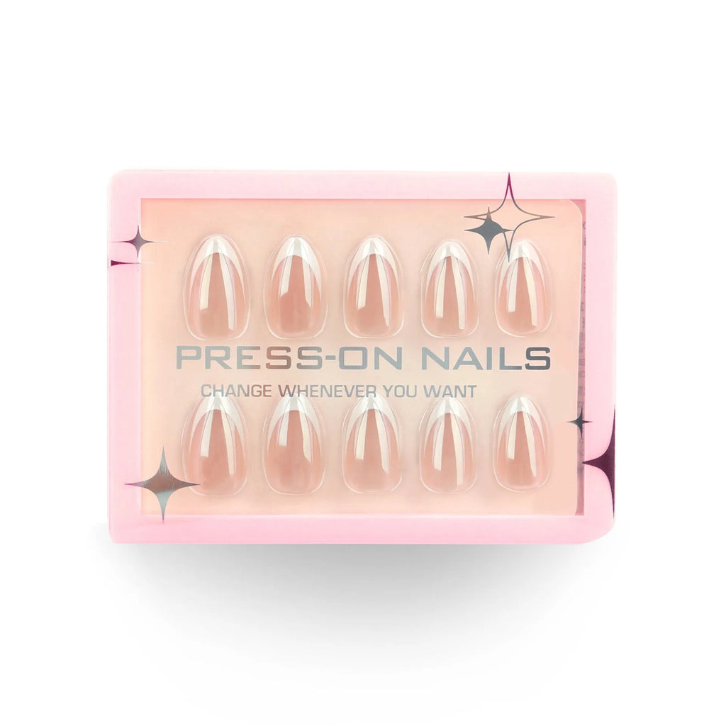 Solid colour short almond-shaped nail tips 30 pieces in colour GD12 for women