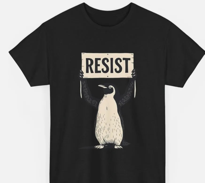 Loose-fit short sleeve cotton T-shirt in black, green, or white on a hanger.