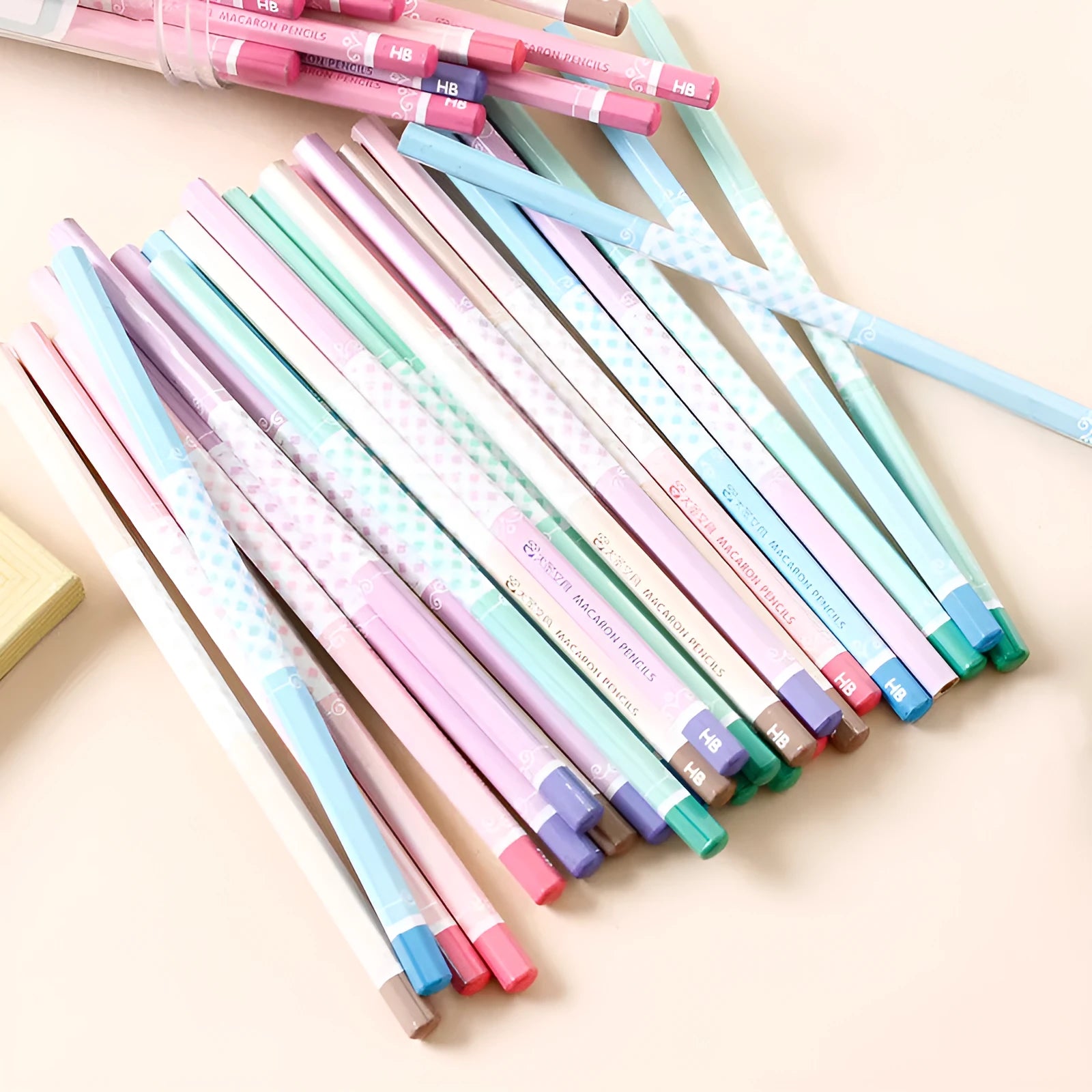 Basswood thermal transfer pencil with six-angle hexagonal rod design showing wooden barrel and HB graphite refills