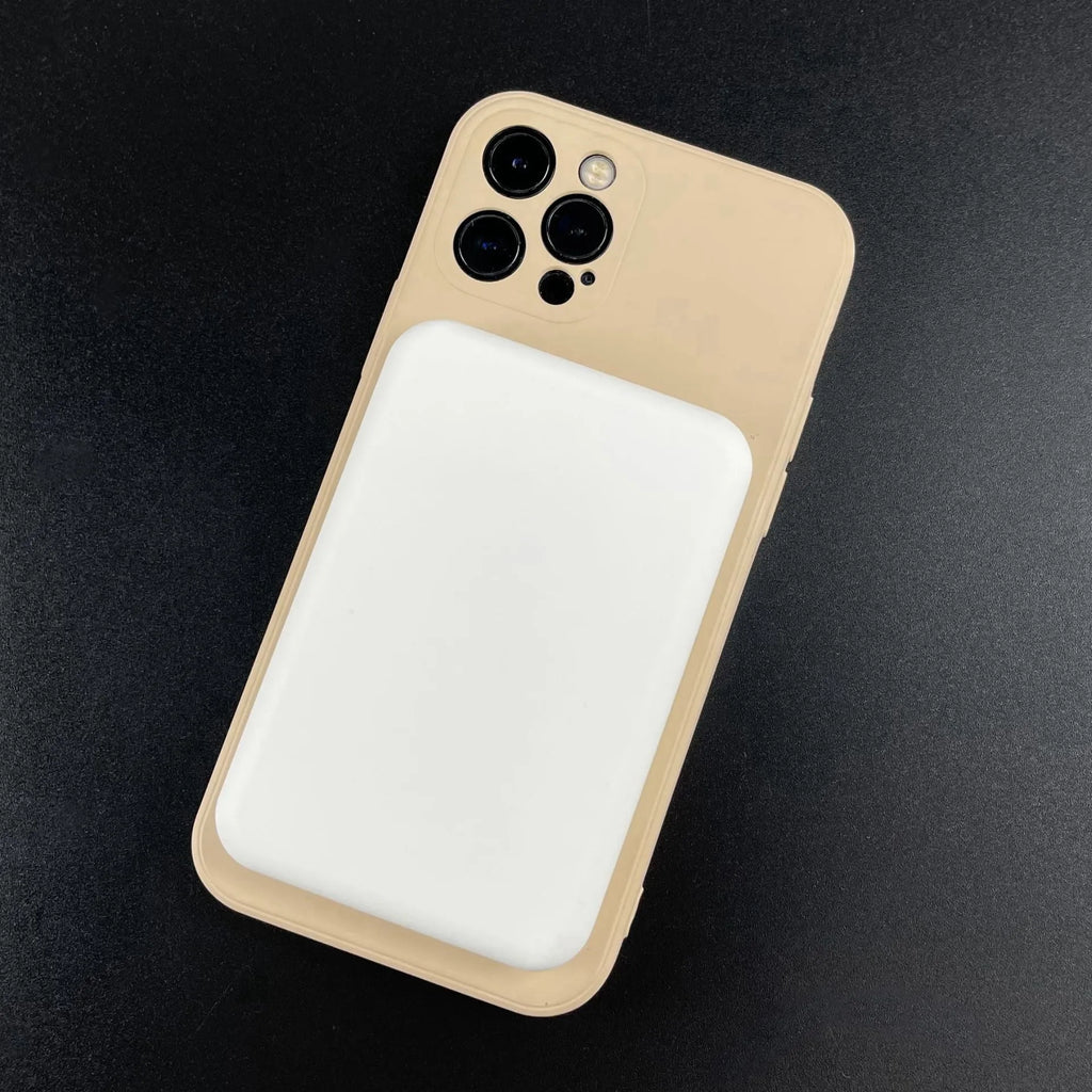 White PVC magnetic wireless charger power bank with 5000mAh capacity