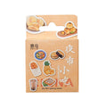 Box-packed Night Market snacks retro style printed adhesive sticker set with 46 pieces