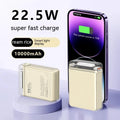 PD fast charging power bank with LED light, ABS PC shell, 90x62.5x24.5mm, in cream rice, night black or lemon yellow