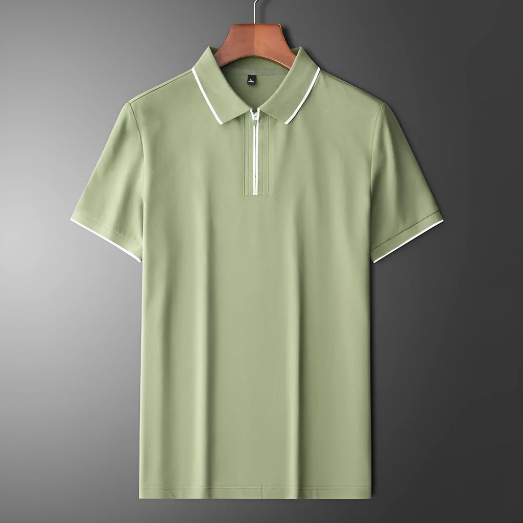 Men's slim fit lapel collar business casual top in cotton blend fabric, shown in multiple colour options.