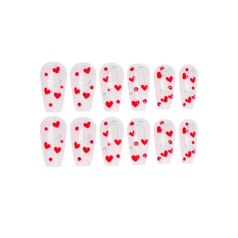 French red diamond and cherry design nail art stickers pack with 24 sheets and glue